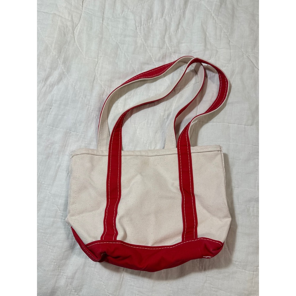 Vintage LL Bean Boat and‎ Tote Canvas Bag Red White Medium Shoulder Tote